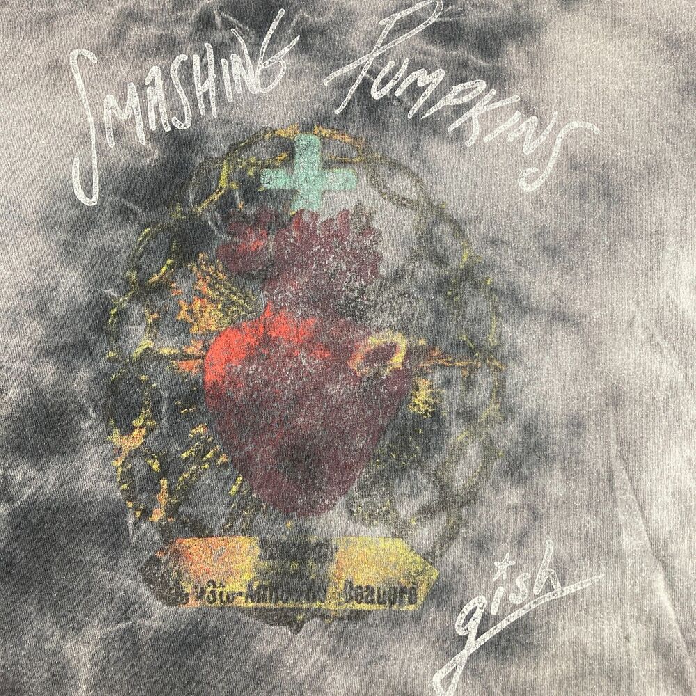 Smashing Pumpkins Gish T Shirt Mens XL Black Mineral Wash Distressed Band Tee